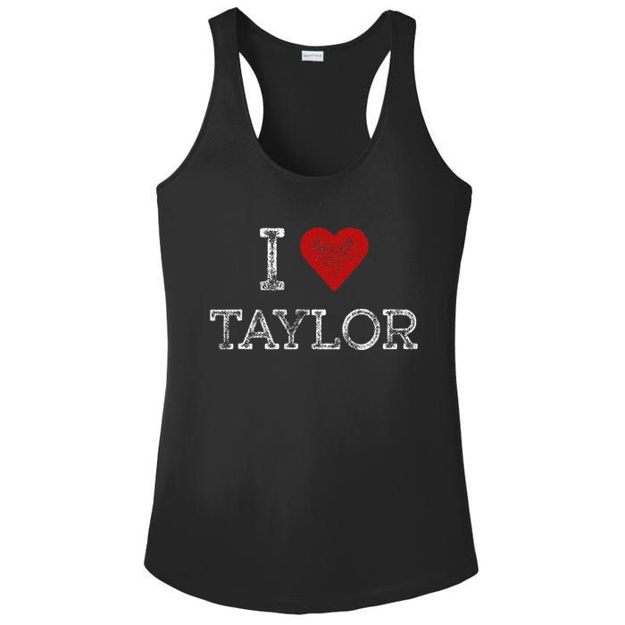 Distressed I Heart Taylor Michigan I Love Taylor Ladies PosiCharge Competitor Racerback Tank