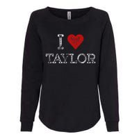 Distressed I Heart Taylor Michigan I Love Taylor Womens California Wash Sweatshirt