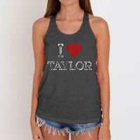 Distressed I Heart Taylor Michigan I Love Taylor Women's Knotted Racerback Tank