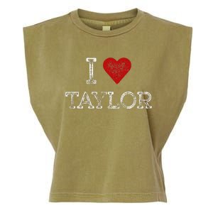 Distressed I Heart Taylor Michigan I Love Taylor Garment-Dyed Women's Muscle Tee