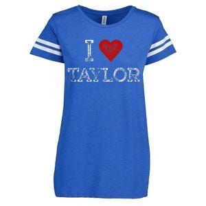 Distressed I Heart Taylor Michigan I Love Taylor Enza Ladies Jersey Football T-Shirt