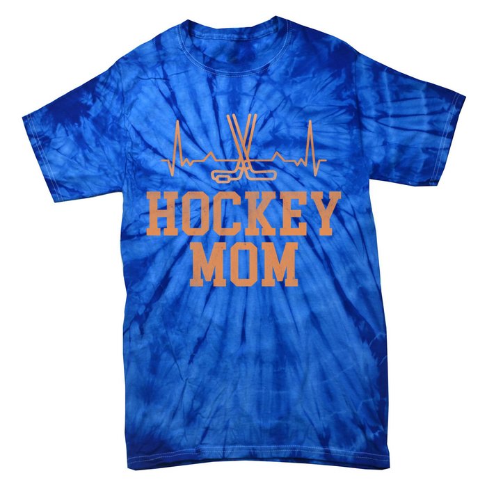 Distressed Ice Hockey Heartbeat Mom Ice Hockey Mothers Puck Gift Tie-Dye T-Shirt