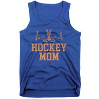 Distressed Ice Hockey Heartbeat Mom Ice Hockey Mothers Puck Gift Tank Top