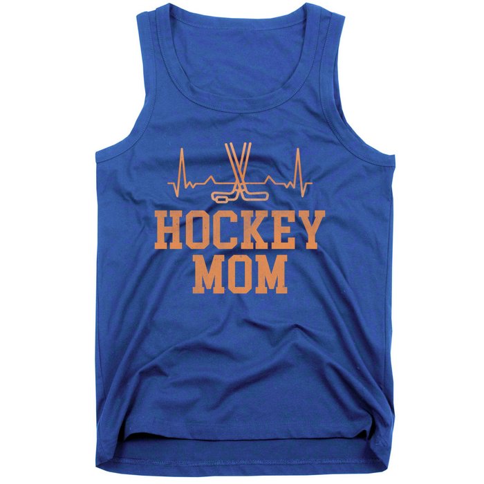 Distressed Ice Hockey Heartbeat Mom Ice Hockey Mothers Puck Gift Tank Top