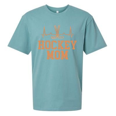 Distressed Ice Hockey Heartbeat Mom Ice Hockey Mothers Puck Gift Sueded Cloud Jersey T-Shirt