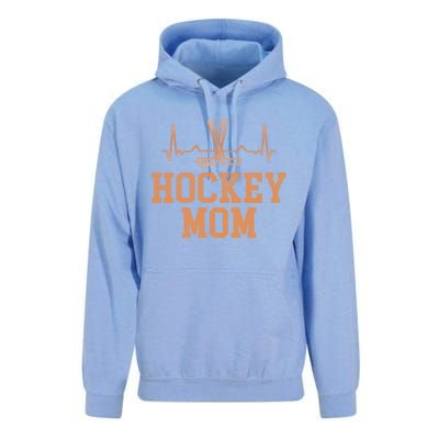 Distressed Ice Hockey Heartbeat Mom Ice Hockey Mothers Puck Gift Unisex Surf Hoodie