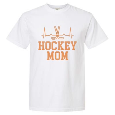 Distressed Ice Hockey Heartbeat Mom Ice Hockey Mothers Puck Gift Garment-Dyed Heavyweight T-Shirt