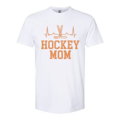 Distressed Ice Hockey Heartbeat Mom Ice Hockey Mothers Puck Gift Softstyle CVC T-Shirt