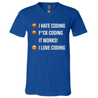 Developer I Hate Coding I Love Coding Gift V-Neck T-Shirt