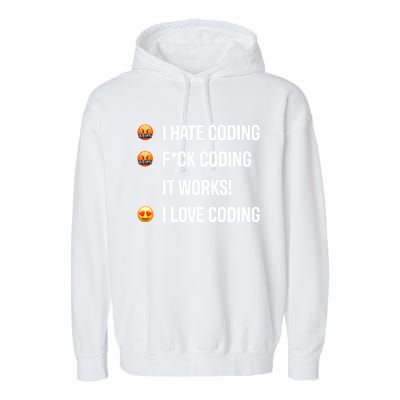 Developer I Hate Coding I Love Coding Gift Garment-Dyed Fleece Hoodie