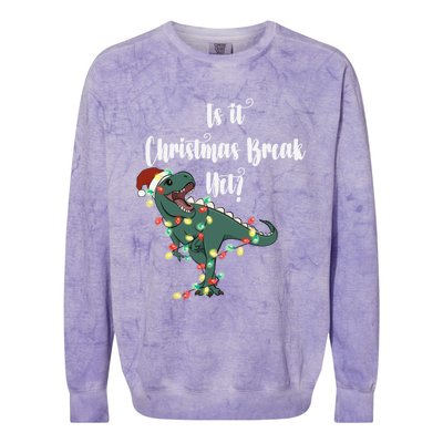 Dinosaur Is It Christmas Break Yet N Funny Trex Christmas Funny Gift Colorblast Crewneck Sweatshirt