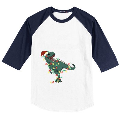 Dinosaur Is It Christmas Break Yet N Funny Trex Christmas Funny Gift Baseball Sleeve Shirt