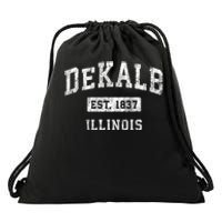 Dekalb Illinois Il Vintage Established Sports Drawstring Bag