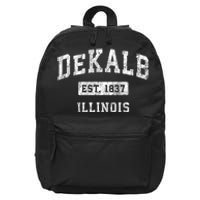 Dekalb Illinois Il Vintage Established Sports 16 in Basic Backpack