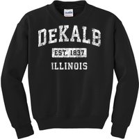 Dekalb Illinois Il Vintage Established Sports Kids Sweatshirt