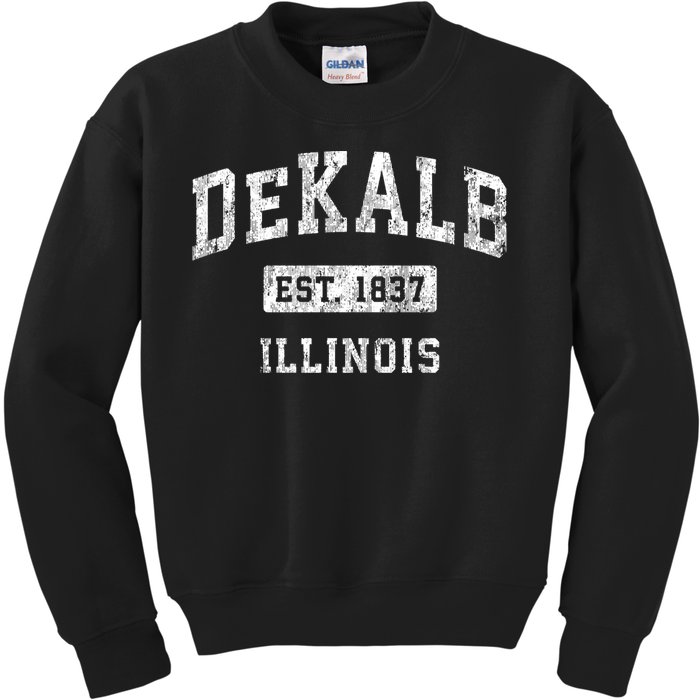 Dekalb Illinois Il Vintage Established Sports Kids Sweatshirt