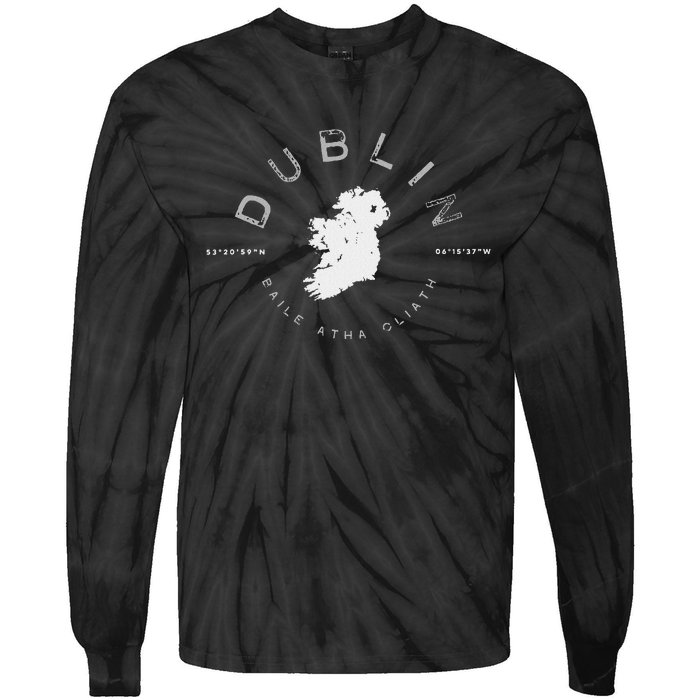 Dublin Ireland Irish Retro Vintage Graphic Tie-Dye Long Sleeve Shirt