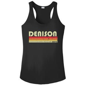 Denison Ia Iowa Funny City Home Roots Gift Retro 70s 80s Ladies PosiCharge Competitor Racerback Tank