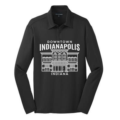 Downtown Indianapolis In Funny Gift Silk Touch Performance Long Sleeve Polo