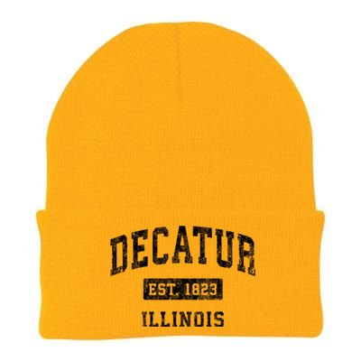 Decatur Illinois Il Vintage Established Sports Knit Cap Winter Beanie