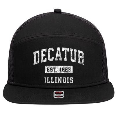 Decatur Illinois Il Vintage Established Sports 7 Panel Mesh Trucker Snapback Hat