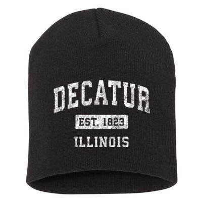 Decatur Illinois Il Vintage Established Sports Short Acrylic Beanie