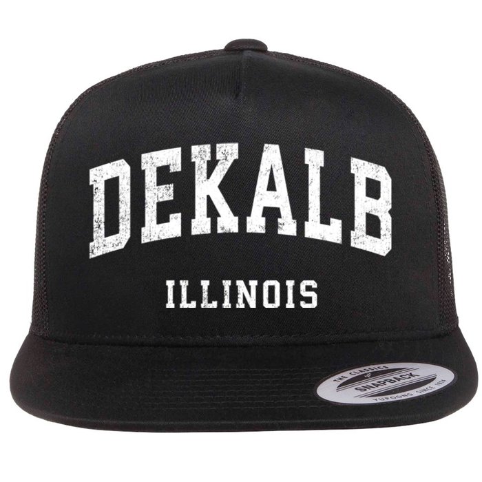 Dekalb Illinois Il Vintage Athletic Sports Design Flat Bill Trucker Hat