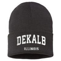 Dekalb Illinois Il Vintage Athletic Sports Design Sustainable Knit Beanie