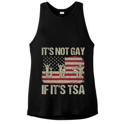 Distressed It Is Not Gay If ItS Tsa Funny Security Ladies PosiCharge Tri-Blend Wicking Tank