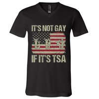 Distressed It Is Not Gay If ItS Tsa Funny Security V-Neck T-Shirt