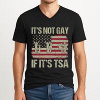 Distressed It Is Not Gay If ItS Tsa Funny Security V-Neck T-Shirt