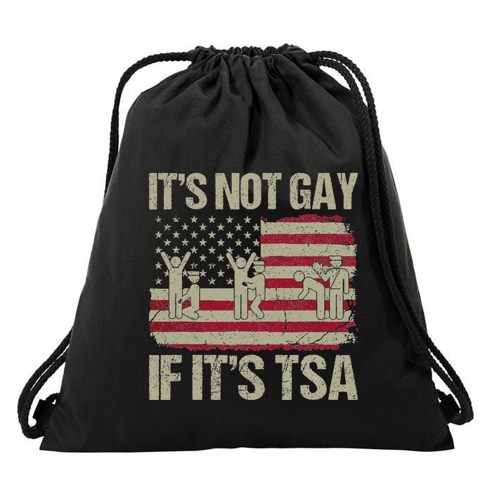 Distressed It Is Not Gay If ItS Tsa Funny Security Drawstring Bag