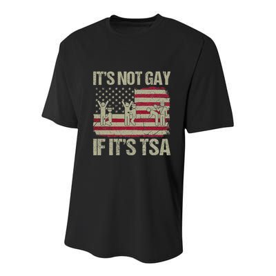 Distressed It Is Not Gay If ItS Tsa Funny Security Youth Performance Sprint T-Shirt