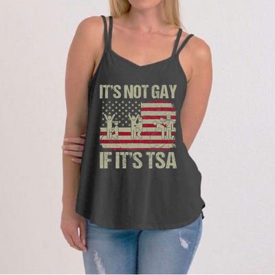 Distressed It Is Not Gay If ItS Tsa Funny Security Women's Strappy Tank