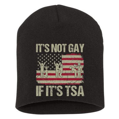 Distressed It Is Not Gay If ItS Tsa Funny Security Short Acrylic Beanie