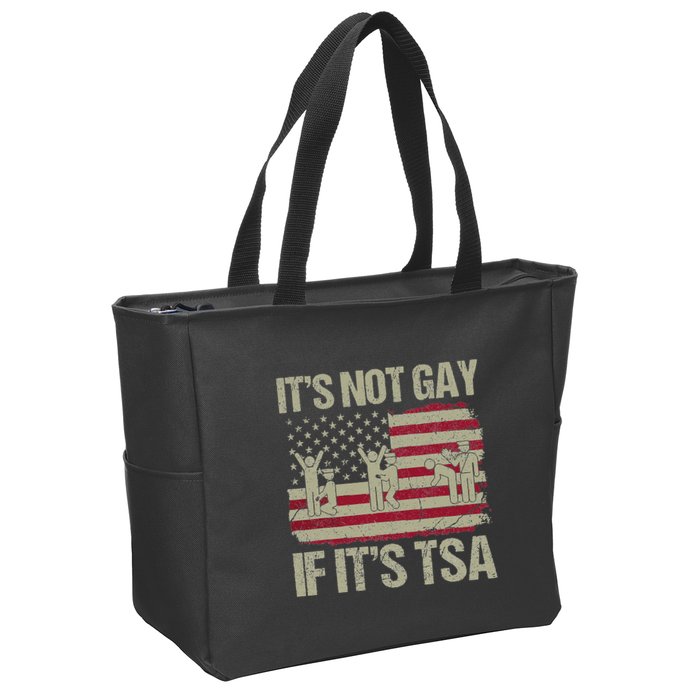 Distressed It Is Not Gay If ItS Tsa Funny Security Zip Tote Bag