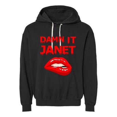 Damn It Janet with Bitting Red Lips of Pleasure Garment-Dyed Fleece Hoodie