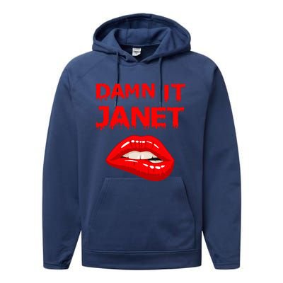 Damn It Janet with Bitting Red Lips of Pleasure Performance Fleece Hoodie