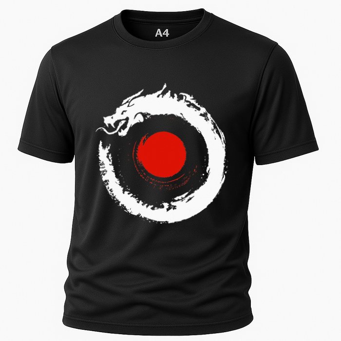Dragon In Japanese Zen Buddhist Enso Circle Cooling Performance Crew T-Shirt