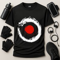 Dragon In Japanese Zen Buddhist Enso Circle Cooling Performance Crew T-Shirt