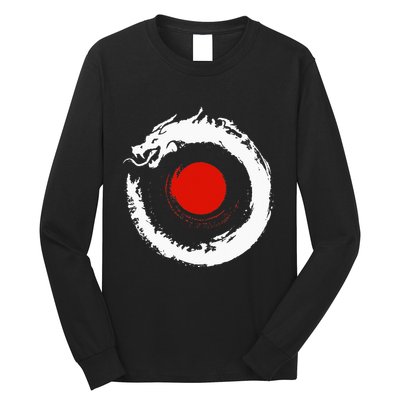 Dragon In Japanese Zen Buddhist Enso Circle Long Sleeve Shirt