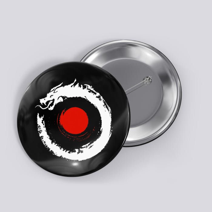 Dragon In Japanese Zen Buddhist Enso Circle Button