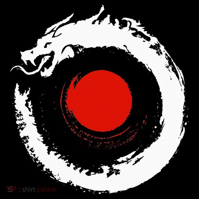 Dragon In Japanese Zen Buddhist Enso Circle Button