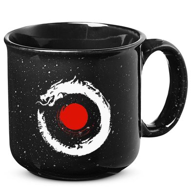Dragon In Japanese Zen Buddhist Enso Circle 15oz Campfire Ceramic Mug