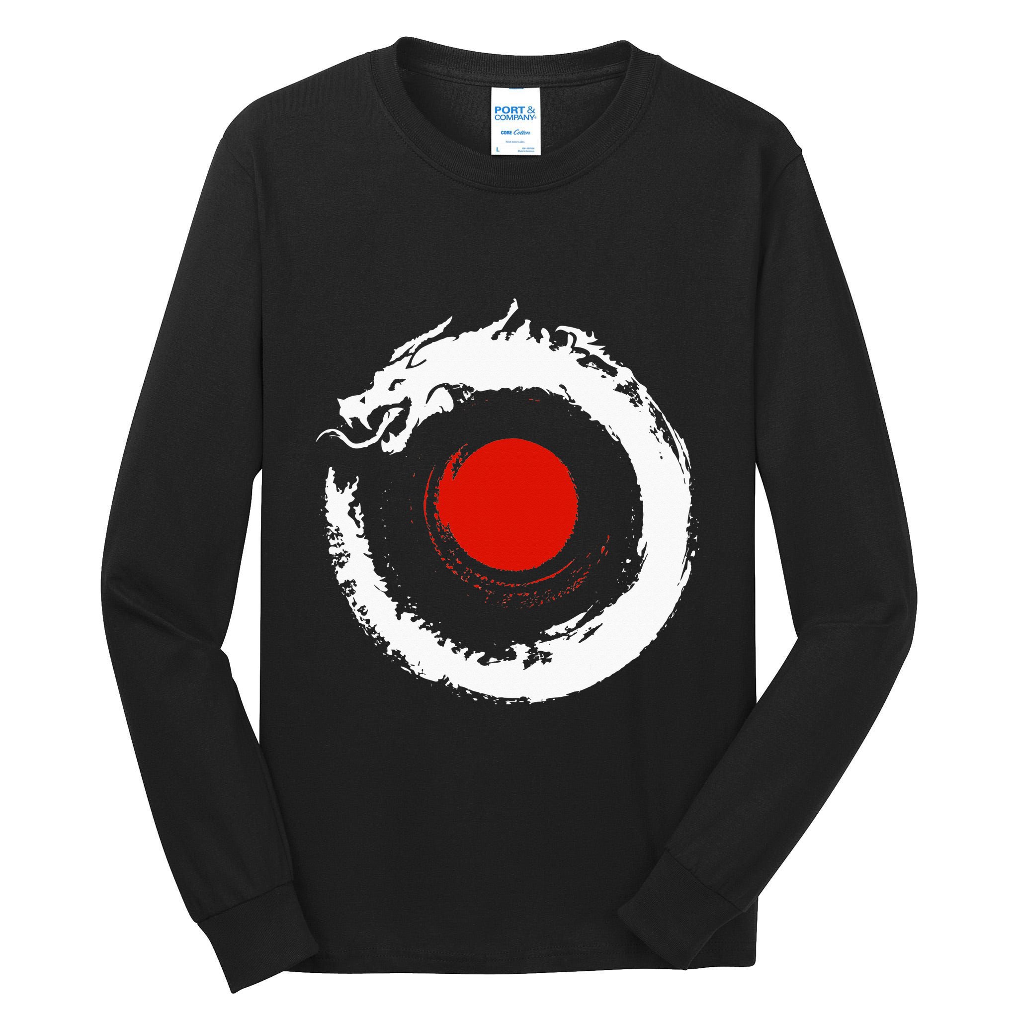 Dragon In Japanese Zen Buddhist Enso Circle Tall Long Sleeve T-Shirt