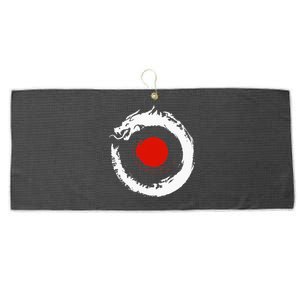 Dragon In Japanese Zen Buddhist Enso Circle Large Microfiber Waffle Golf Towel