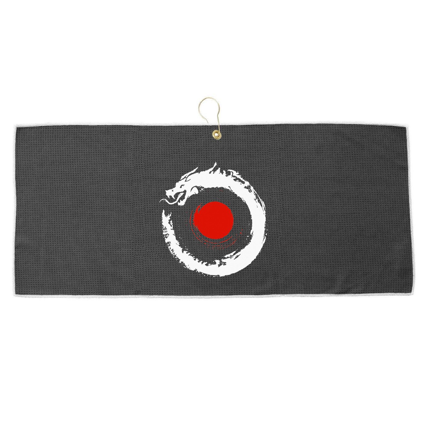 Dragon In Japanese Zen Buddhist Enso Circle Large Microfiber Waffle Golf Towel