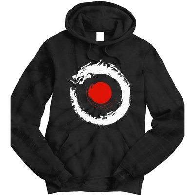 Dragon In Japanese Zen Buddhist Enso Circle Tie Dye Hoodie
