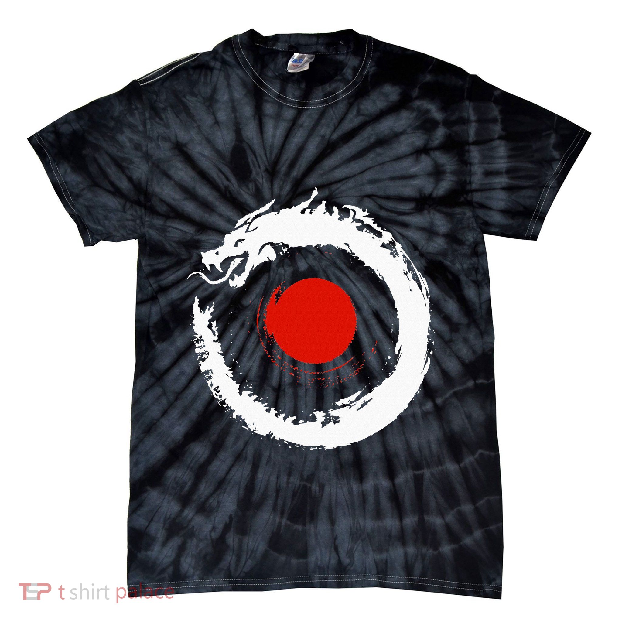 Dragon In Japanese Zen Buddhist Enso Circle Tie-Dye T-Shirt