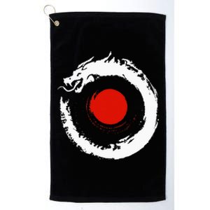 Dragon In Japanese Zen Buddhist Enso Circle Platinum Collection Golf Towel